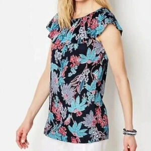 J Jill Love Linen Floral Blouse
